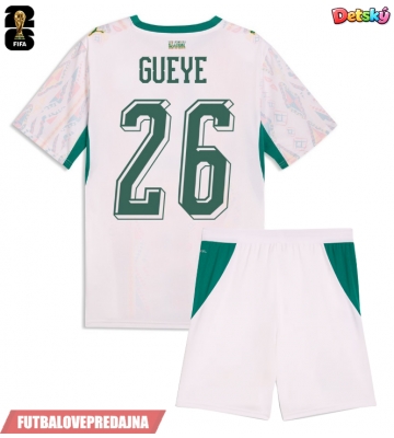 Lacne Dětský Futbalové dres Senegal Pape Gueye #26 MS 2026 Krátky Rukáv - Domáci (+ trenírky)
